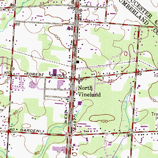 Topographic Map of North Vineland, NJ