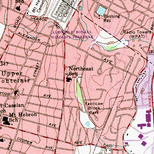 Topographic Map of Northeast Elementary School, NJ