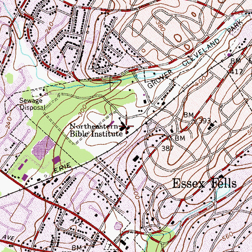 Topographic Map of Northeastern Bible College, NJ