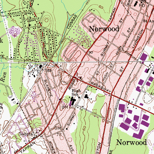 Topographic Map of Norwood, NJ