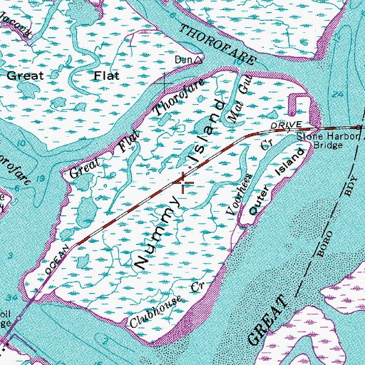Topographic Map of Nummy Island, NJ