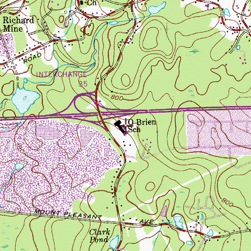 Topographic Map of Dennis B O'Brien Elementary School, NJ