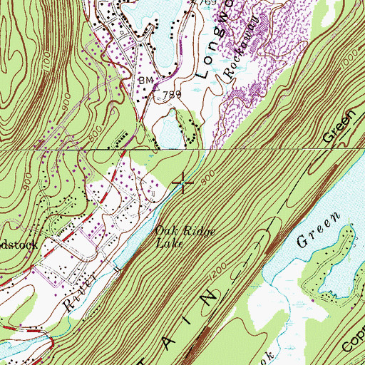 Topographic Map of Oak Ridge Lake, NJ