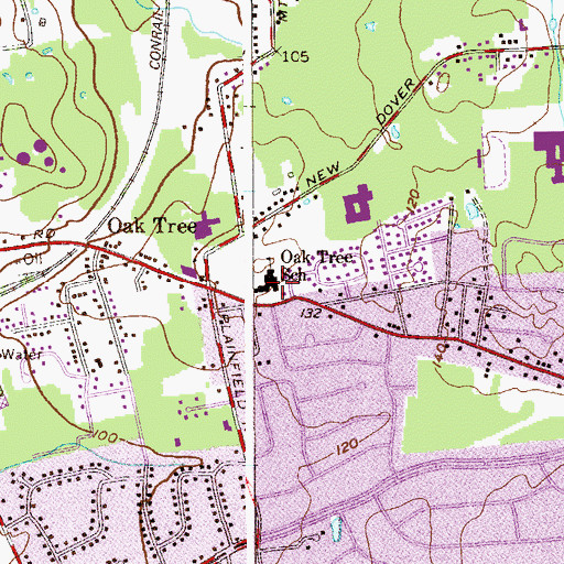 Topographic Map of Oak Tree Grade School (historical), NJ