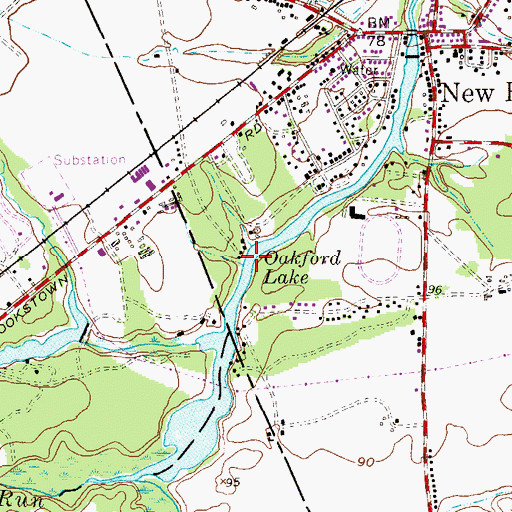Topographic Map of Oakford Lake, NJ