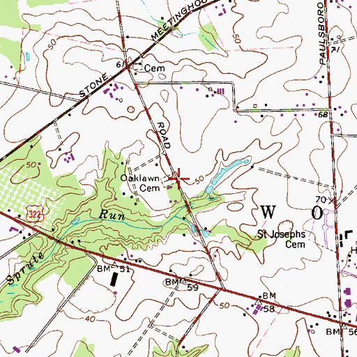 Topographic Map of Oaklawn Cemetery, NJ