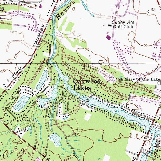 Topographic Map of Oakwood Lakes, NJ