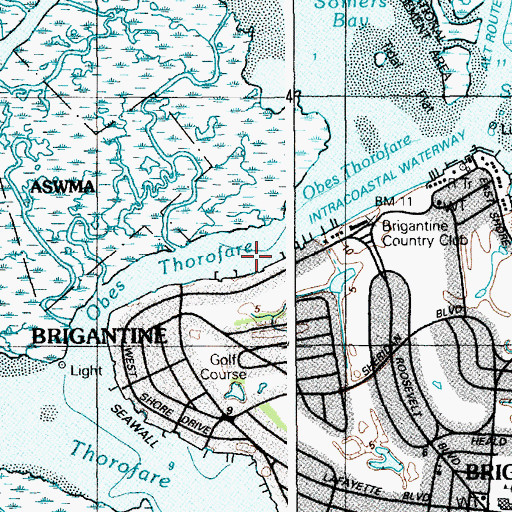 Topographic Map of Obes Thorofare, NJ