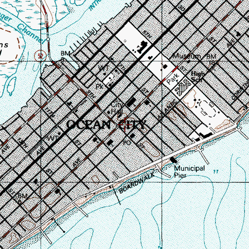 Topographic Map of Ocean City, NJ