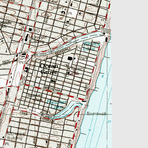 Topographic Map of Ocean Grove, NJ