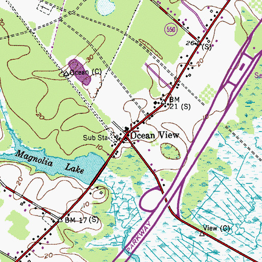 Topographic Map of Ocean View, NJ