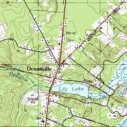 Topographic Map of Oceanville, NJ