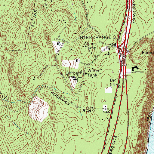Topographic Map of Ohrbach Arena, NJ