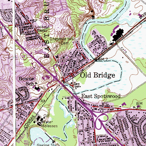 Topographic Map of Old Bridge, NJ