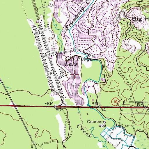 Topographic Map of Old Forge Lake, NJ