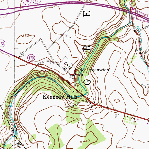 Topographic Map of Old Greenwich Church, NJ