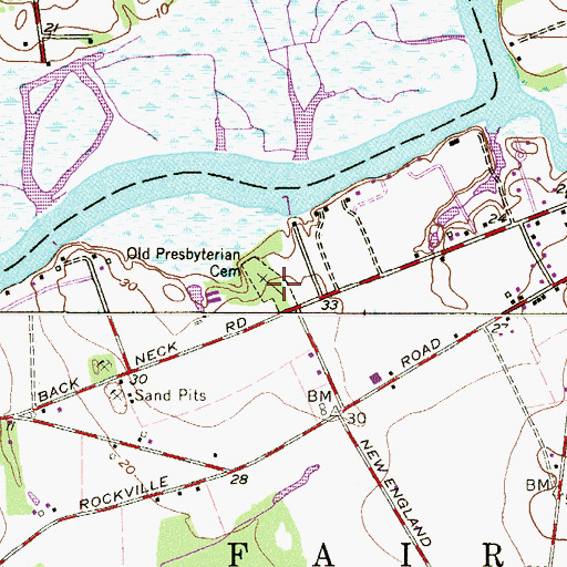 Topographic Map of Old Presbyterian Cemetery, NJ