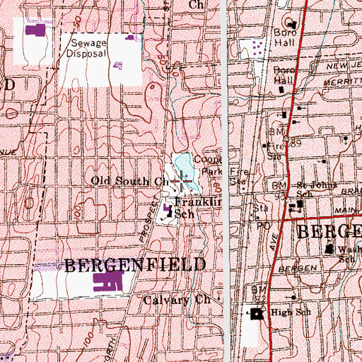 Topographic Map of South Presbyterian Church, NJ