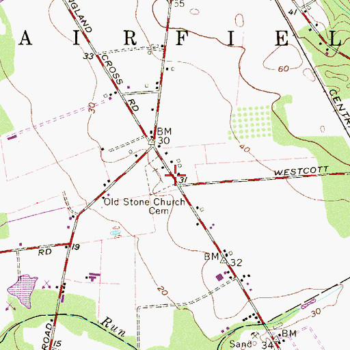 Topographic Map of Old Stone Church Cemetery, NJ