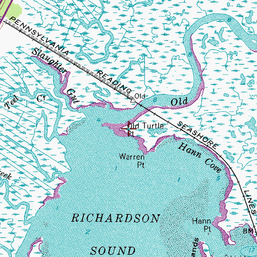 Topographic Map of Old Turtle Point, NJ