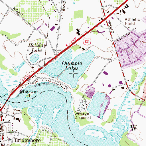 Topographic Map of Olympia Lakes, NJ