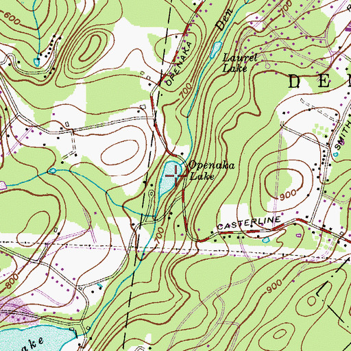 Topographic Map of Openaka Lake, NJ