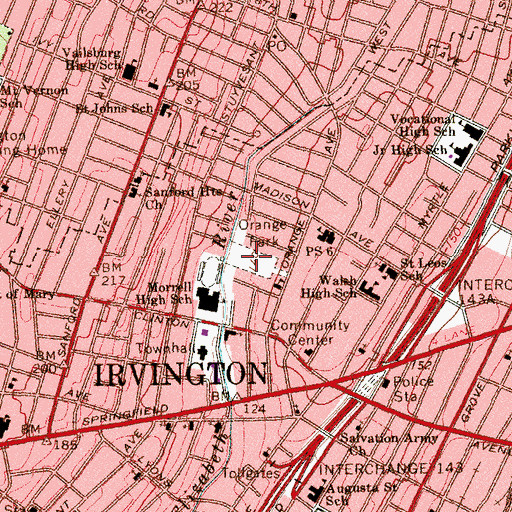 Topographic Map of Orange Park, NJ