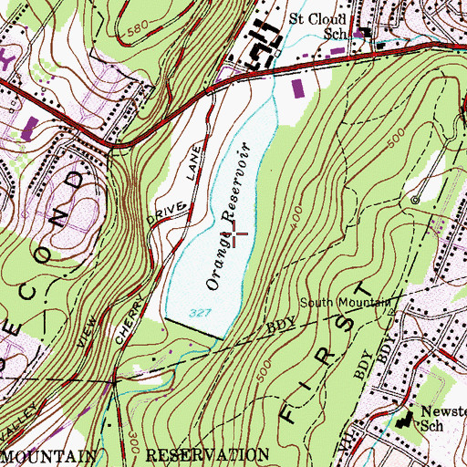 Topographic Map of Orange Reservoir, NJ