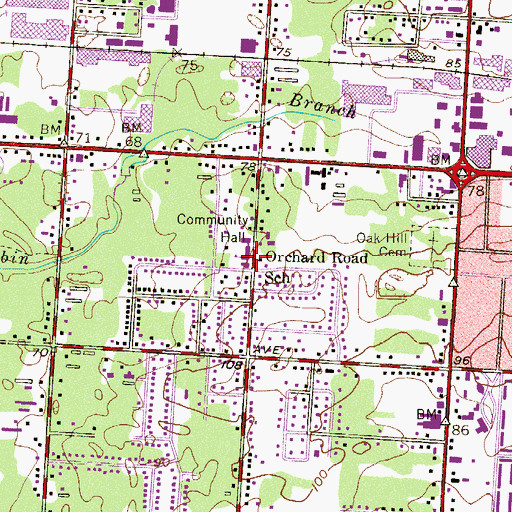 Topographic Map of Orchard Road School, NJ