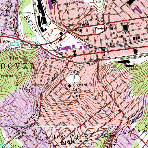 Topographic Map of Orchard Street Cemetery, NJ