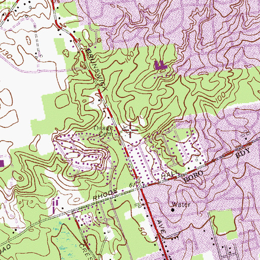 Topographic Map of Osage Cemetery, NJ