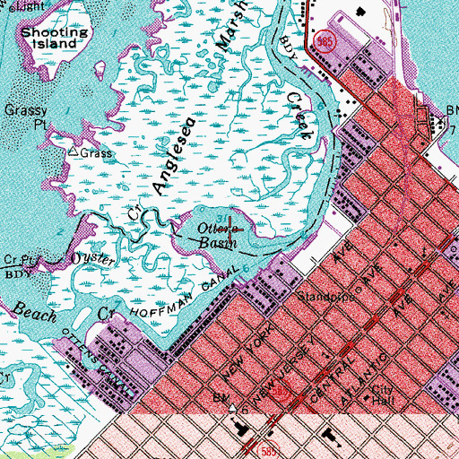Topographic Map of Ottens Basin, NJ