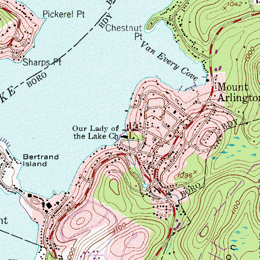 Topographic Map of Our Lady of the Lake Church, NJ