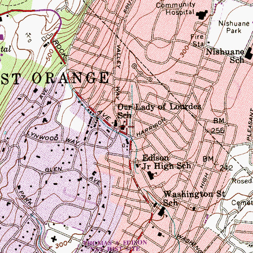 Topographic Map of Our Lady of Lourdes School, NJ