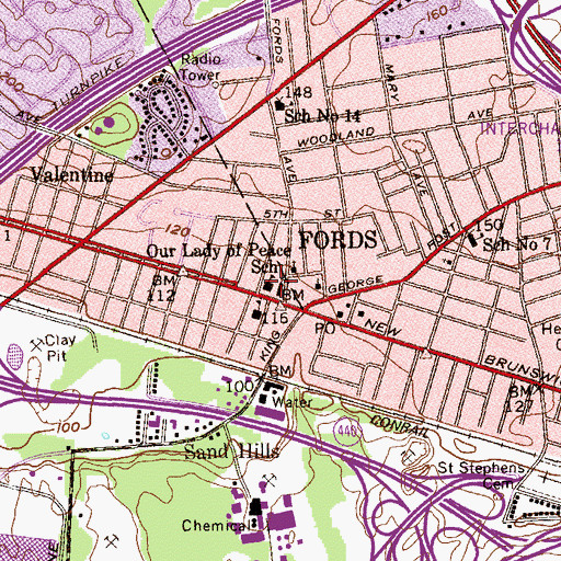 Topographic Map of Our Lady of Peace School, NJ