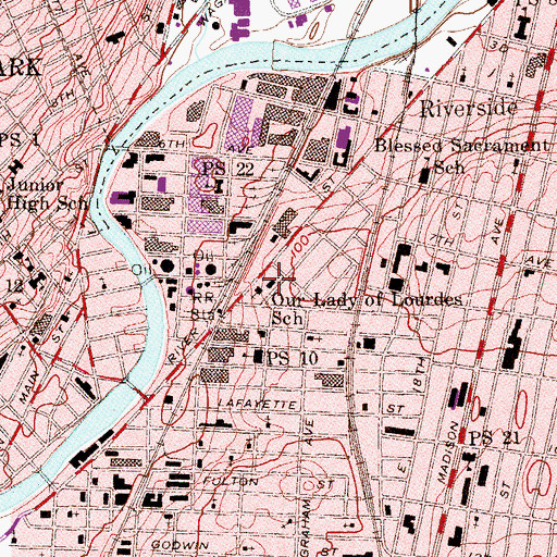 Topographic Map of Our Lady of Lourdes School, NJ