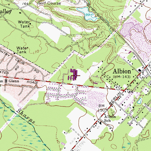 Topographic Map of Overbrook High School, NJ
