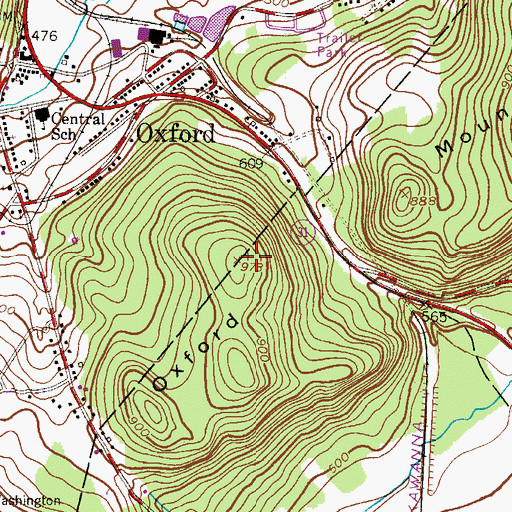 Topographic Map of Oxford Mountain, NJ