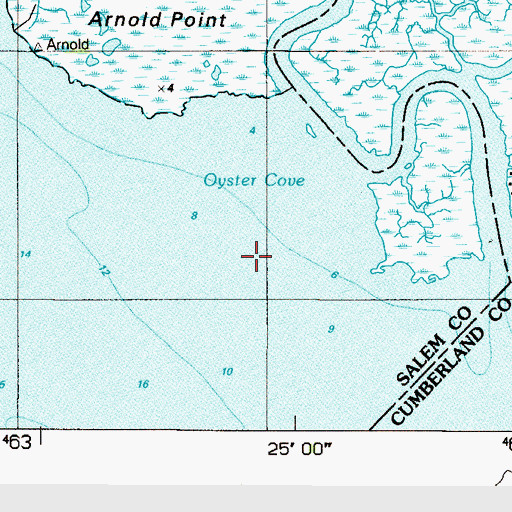 Topographic Map of Oyster Cove, NJ