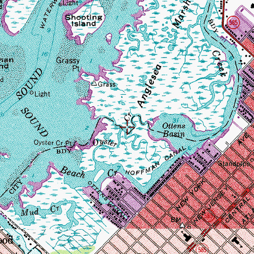 Topographic Map of Oyster Creek, NJ