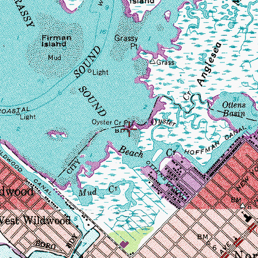 Topographic Map of Oyster Creek Point, NJ