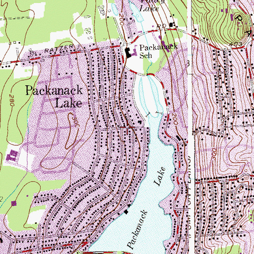 Topographic Map of Packanack Lake, NJ