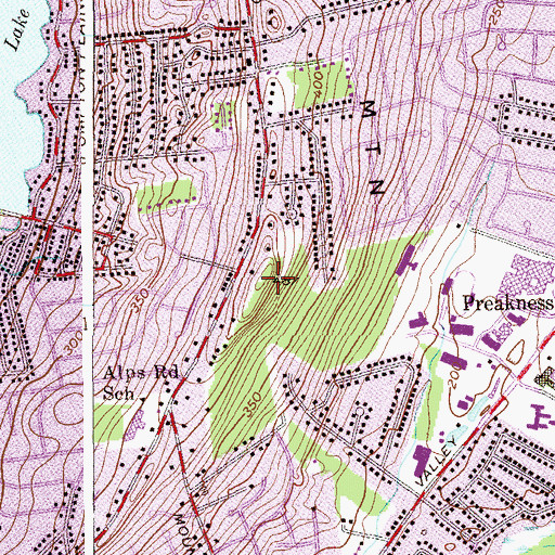 Topographic Map of Packanack Mountain, NJ