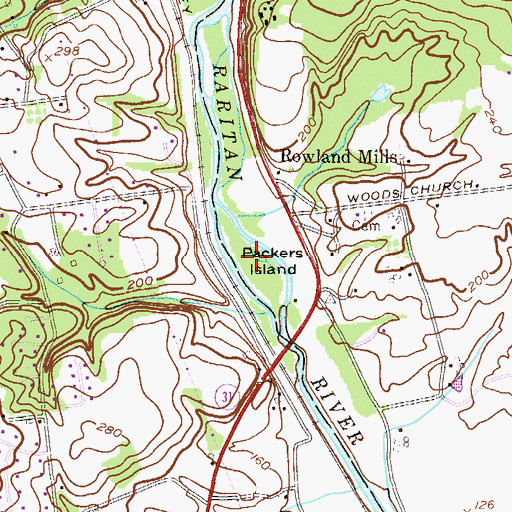 Topographic Map of Packers Island, NJ