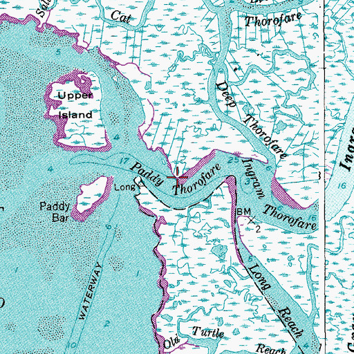 Topographic Map of Paddy Thorofare, NJ