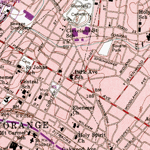 Topographic Map of Park Avenue Elementary School, NJ
