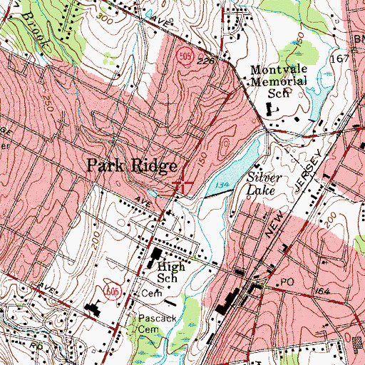 Topographic Map of Park Ridge, NJ
