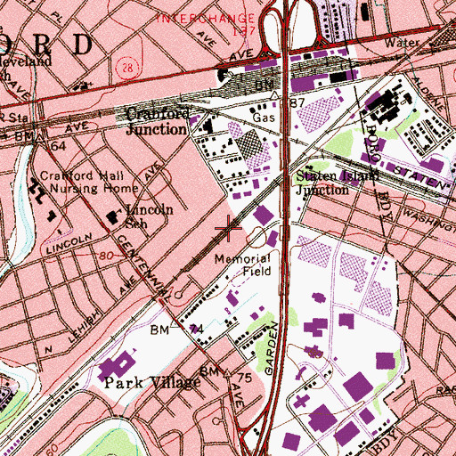 Topographic Map of Park Village, NJ