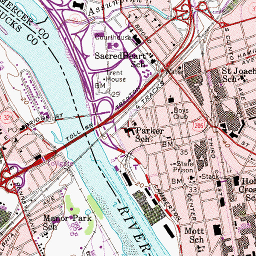 Topographic Map of Parker Elementary School, NJ