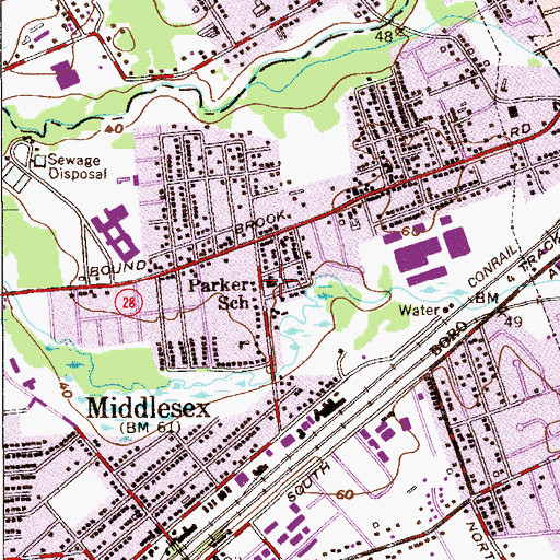 Topographic Map of Parker Elementary School, NJ